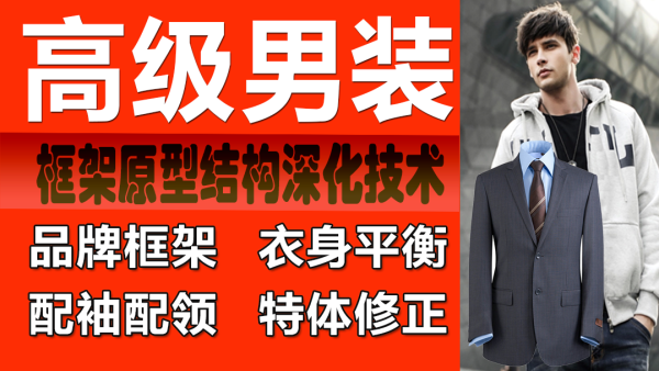 男装服装设计男子原型六面原型基型t恤西装结构立裁cad打版制版 学习视频教程 腾讯课堂